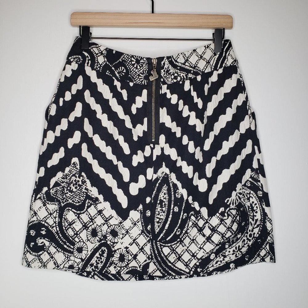 Desigual Great‎ Moments Skirt 40 M/8 Black Ivory Jacquard Textured Boho Artsy - Picture 7 of 9
